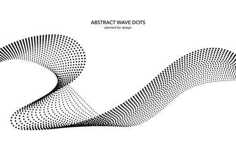 Abstract wave dotted element for design. Stylized line with dot on art backgr Stock Illustration