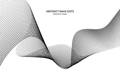 Abstract wave dotted element for design. Stylized line with dot on art back.. Stock Illustration