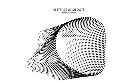 Abstract wave dotted element for design. Stylized line with dot on art back.. Stock Illustration