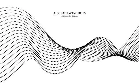 Abstract wave dotted element for design. Stylized line with dot on art back.. Stock Illustration