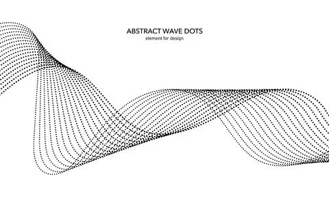 Abstract wave dotted element for design. Stylized line with dot on art back.. Stock Illustration