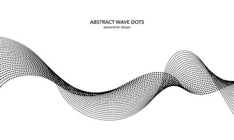 Abstract wave dotted element for design. Stylized line with dot on art back.. Stock Illustration