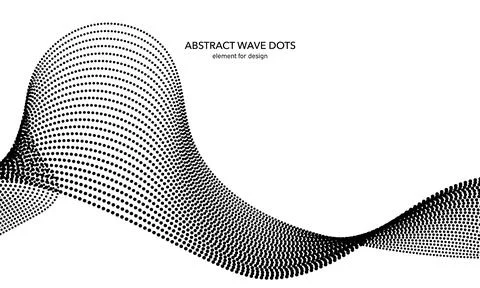 Abstract wave dotted element for design. Stylized line with dot on art back.. Stock Illustration