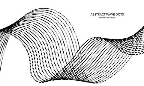 Abstract wave dotted element for design. Stylized line with dot on art back.. Stock Illustration