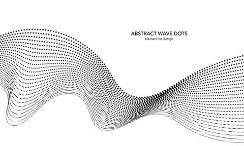 Abstract wave dotted element for design. Stylized line with dot on art backgr Stock Illustration