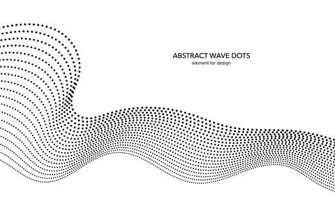 Abstract wave dotted element for design. Stylized line with dot on art backgr Stock Illustration
