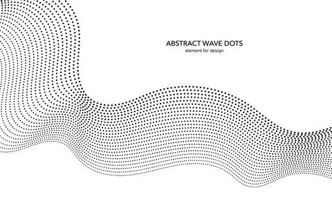 Abstract wave dotted element for design. Stylized line with dot on art back.. Stock Illustration