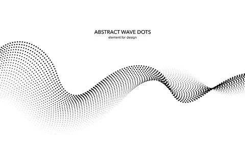 Abstract wave dotted element for design. Stylized line with dot on art backgr Stock Illustration