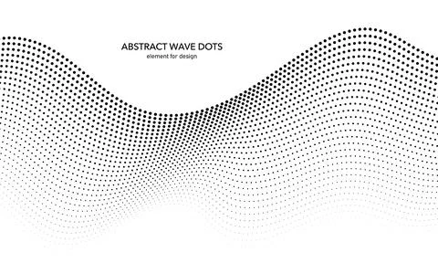 Abstract wave dotted element for design. Stylized line with dot on art backgr Stock Illustration