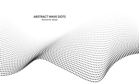 Abstract wave dotted element for design. Stylized line with dot on art backgr Stock Illustration
