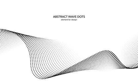 Abstract wave dotted element for design. Stylized line with dot on art backgr Stock Illustration