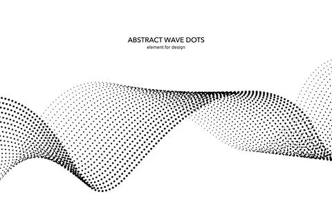Abstract wave dotted element for design. Stylized line with dot on art back.. Stock Illustration