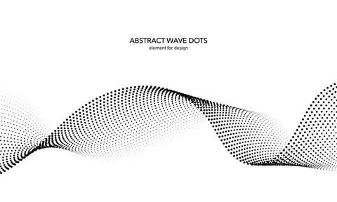 Abstract wave dotted element for design. Stylized line with dot on art backgr Stock Illustration