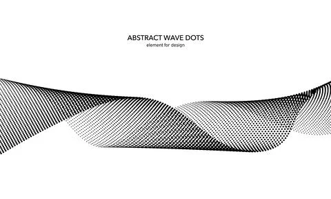 Abstract wave dotted element for design. Stylized line with dot on art back.. Stock Illustration