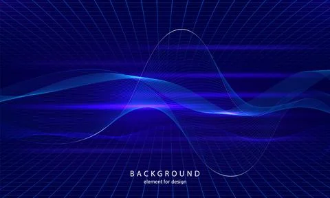 Abstract wave element with perspective mesh with depth of field effect for de イラスト素材
