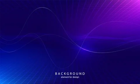 Abstract wave element with perspective mesh with depth of field effect for de Stock Illustration