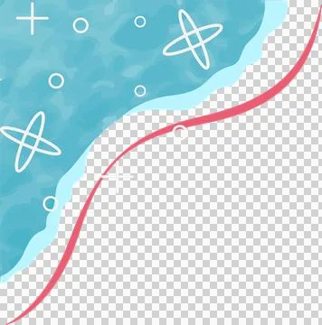 Abstract wave flat design showing blue shape with white outlines and red ribbon, Stockillustratie