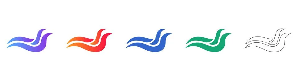 Abstract Wave Flow Graphic Icon Set Stock Illustration
