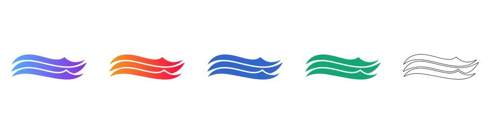 Abstract Wave Flow Icon Set Stock Illustration