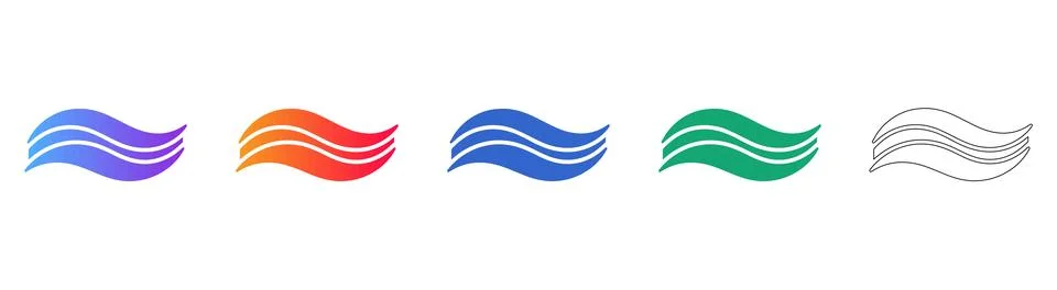 Abstract Wave Flow Icons in Gradient and Line Illustrazione stock