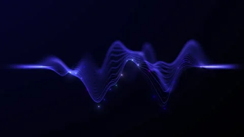 Abstract wave flow with information data particles. Blue amplitude oscillat.. Stock Footage 334234955