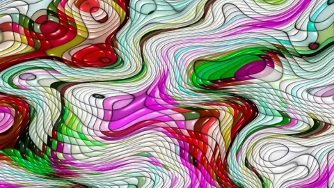 Abstract wave flow loop animation. Colorful wavy graphic template fluid animated Stock Footage 132876449