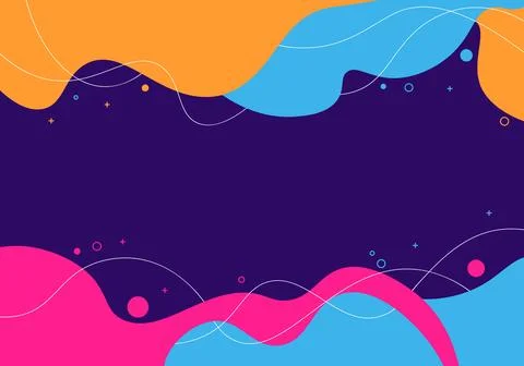 Abstract wave fluid background with memphis elements. Vector. Stock Illustration