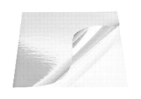 Abstract wave form shape design created with black halftone pattern. Stock Illustration