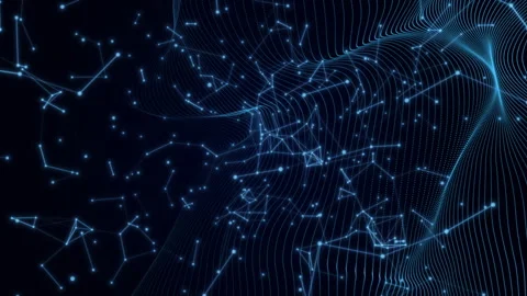 Abstract Wave with Geometric Plexus Network Video Animated Background Stock Footage 335859155