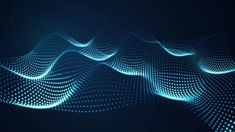 Abstract wave of glowing dots on dark blue background data and technology c.. Stock Footage 347809444