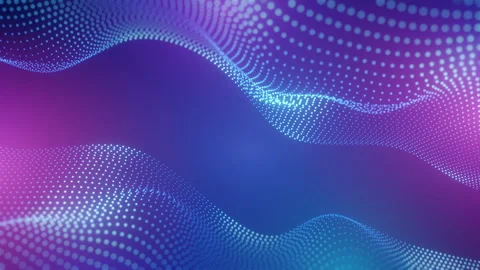 Abstract wave of glowing particles in gradient blue and purple background Stock Footage 318236404
