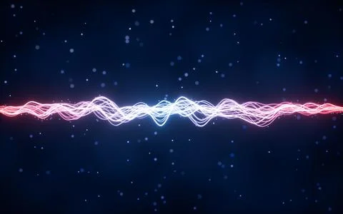 Abstract wave gradient curves and particles, 3d rendering. Illustrazione stock
