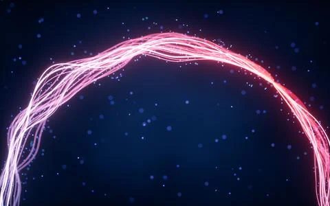 Abstract wave gradient curves and particles, 3d rendering. Illustrazione stock