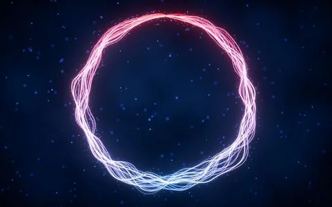 Abstract wave gradient curves and particles, 3d rendering. Stock Illustration