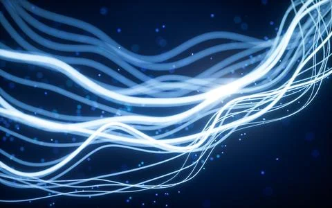 Abstract wave gradient curves and particles, 3d rendering. Illustrazione stock