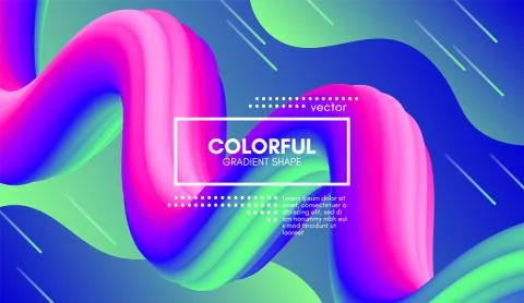 Abstract Wave Gradient Liquid Shape. 3d Background. Stock Illustration