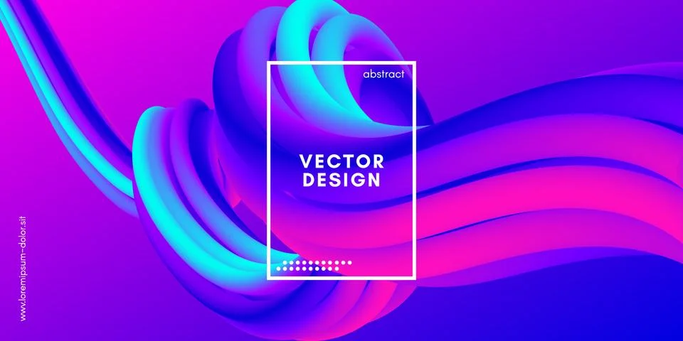 Abstract Wave Gradient Liquid Shape. 3d Background. Illustrazione stock