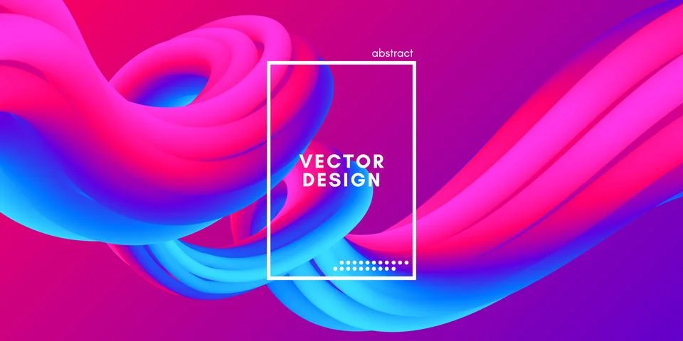 Abstract Wave Gradient Liquid Shape. 3d Background. Stock Illustration