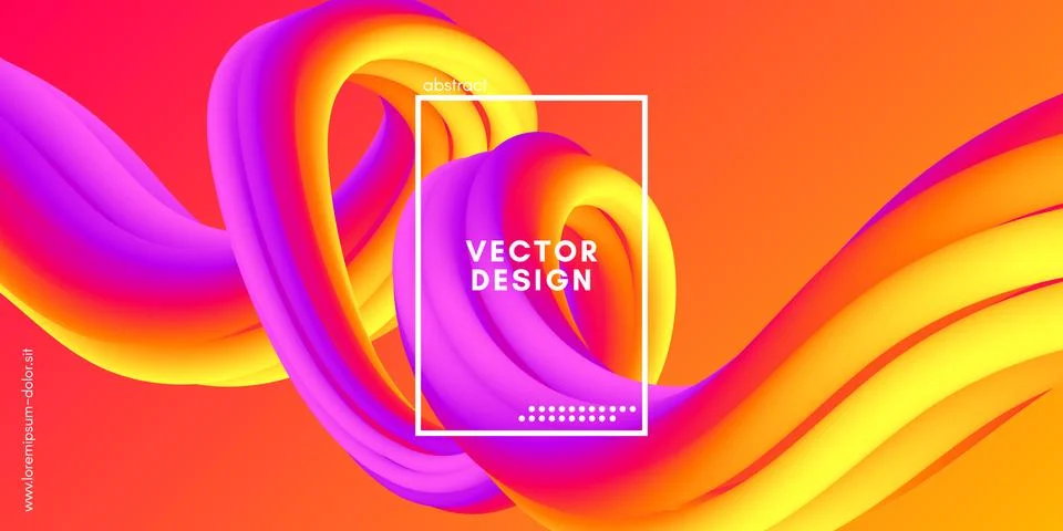 Abstract Wave Gradient Liquid Shape. 3d Background. Stock Illustration