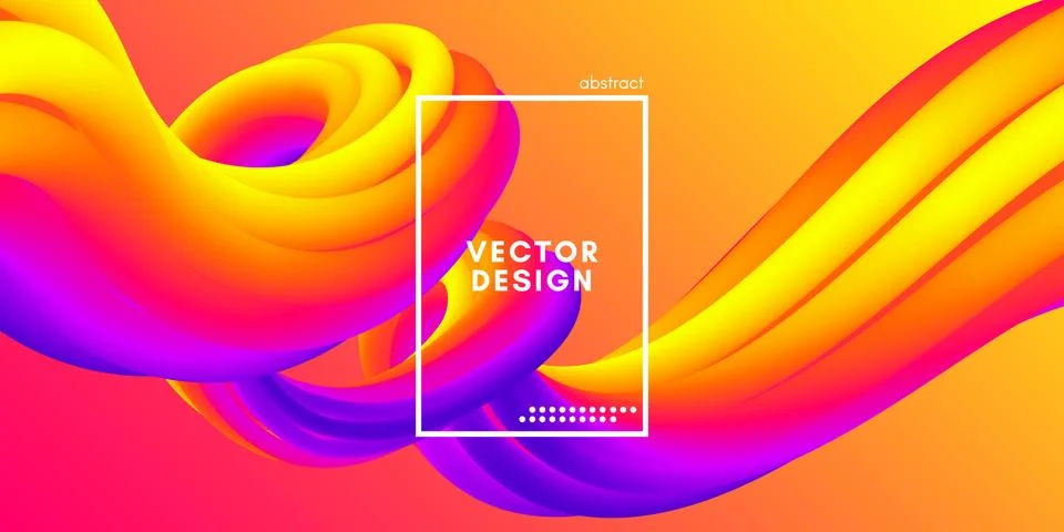 Abstract Wave Gradient Liquid Shape. 3d Background. Stock Illustration