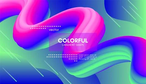 Abstract Wave Gradient Liquid Shape. 3d Background. Stock Illustration