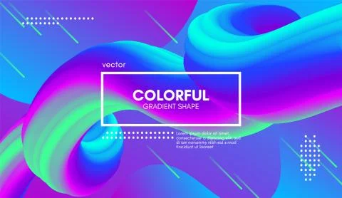 Abstract Wave Gradient Liquid Shape. 3d Background. Stock Illustration