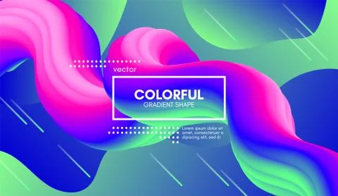 Abstract Wave Gradient Liquid Shape. 3d Background. Stock Illustration