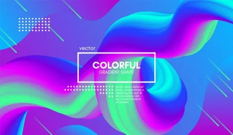 Abstract Wave Gradient Liquid Shape. 3d Background. Illustrazione stock