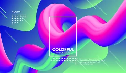 Abstract Wave Gradient Liquid Shape. 3d Background. Stock Illustration