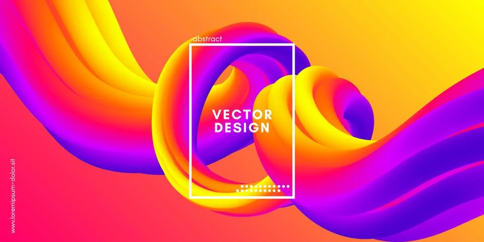 Abstract Wave Gradient Liquid Shape. 3d Background. Stock Illustration