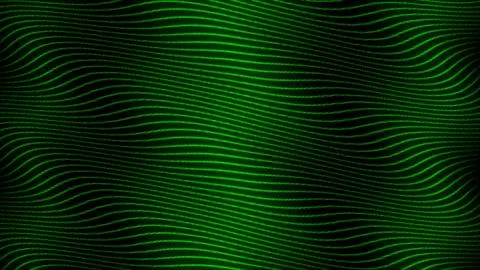 Abstract wave green lines loop animated video. 3d Abstract black background.. Stock Illustration