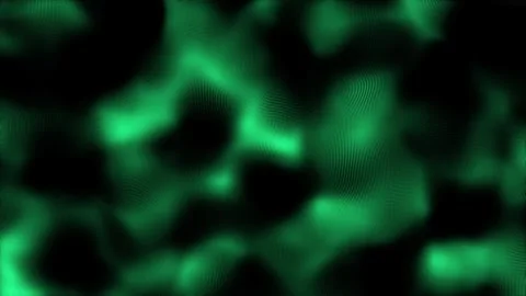 Abstract wave of green particles on black background 4k seamless video Stock Footage 345515889