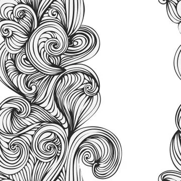 Abstract wave hand-drawn pattern. seamless texture Stock Illustration