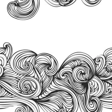 Abstract wave hand-drawn pattern. seamless texture Illustrazione stock